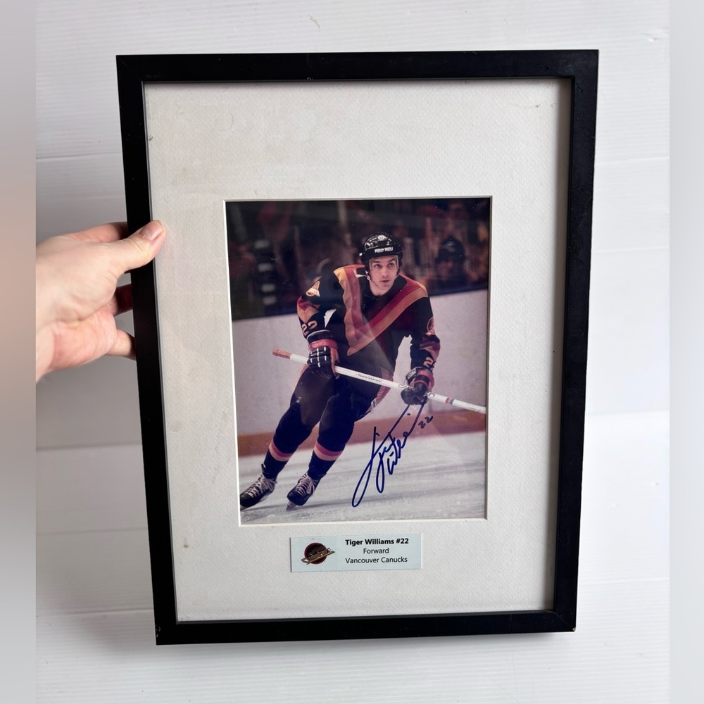 Tiger Williams Signed Vancouver Canucks Hockey Photo Framed